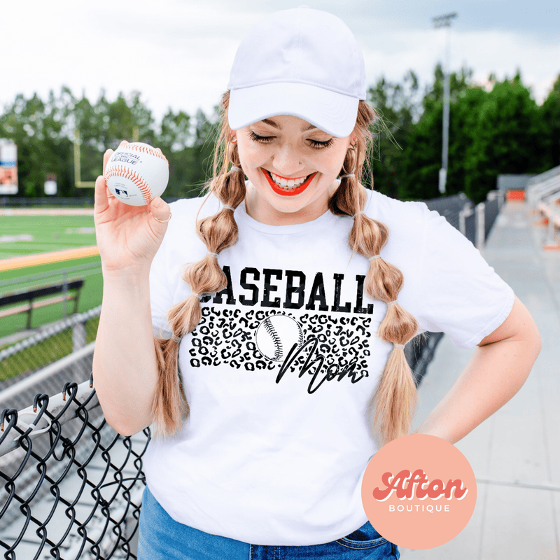 Baseball Mom Leopard Shirt (Preorder) - Afton Boutique