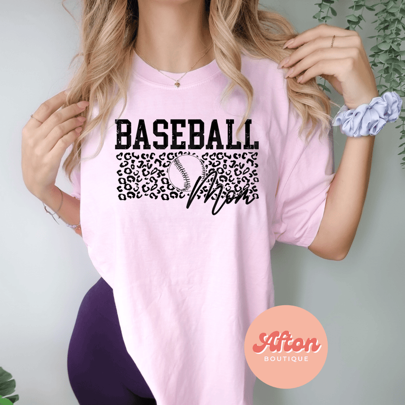 Baseball Mom Leopard Shirt (Preorder) - Afton Boutique