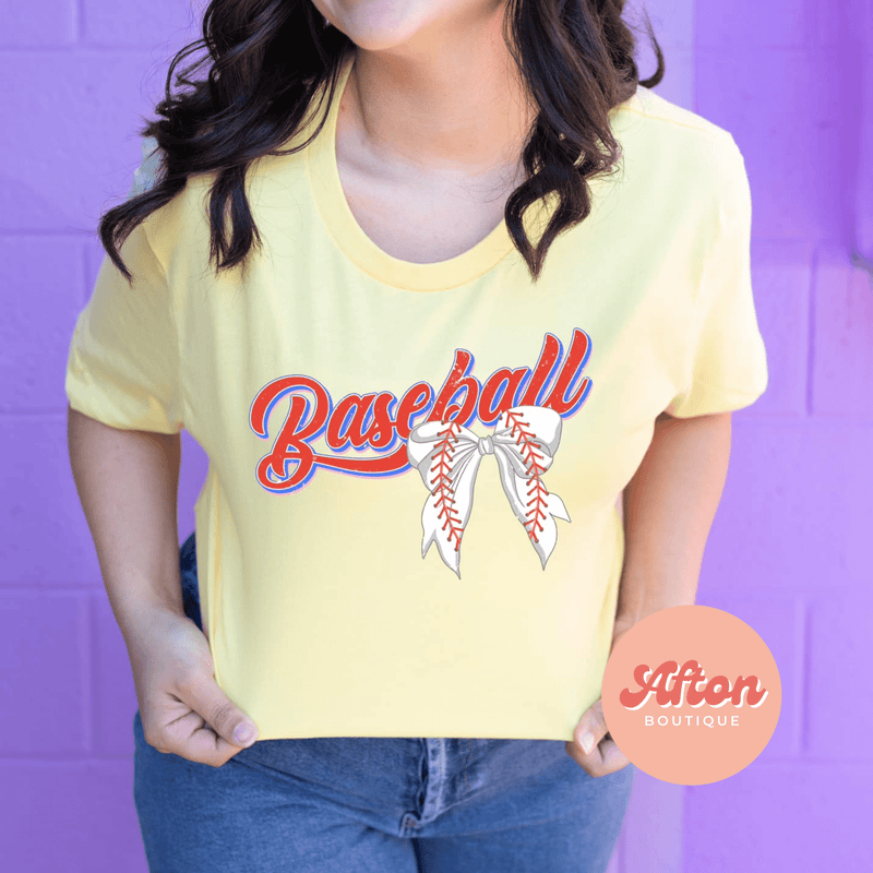 Baseball with Bow Shirt (Preorder) - Afton Boutique
