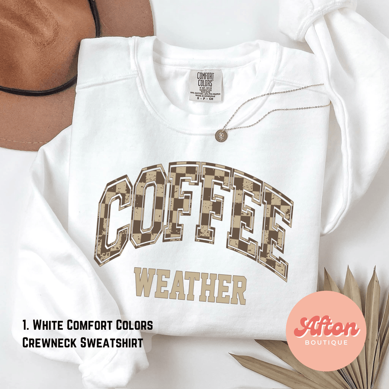 Checkered Coffee Weather Shirt (Preorder) - Afton Boutique